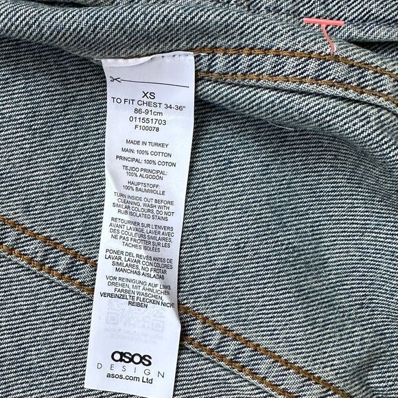 NWT Asos Regular Denim Trucker Jean Jacket Mid Medium Wash Side Pockets X-Small - Picture 13 of 16
